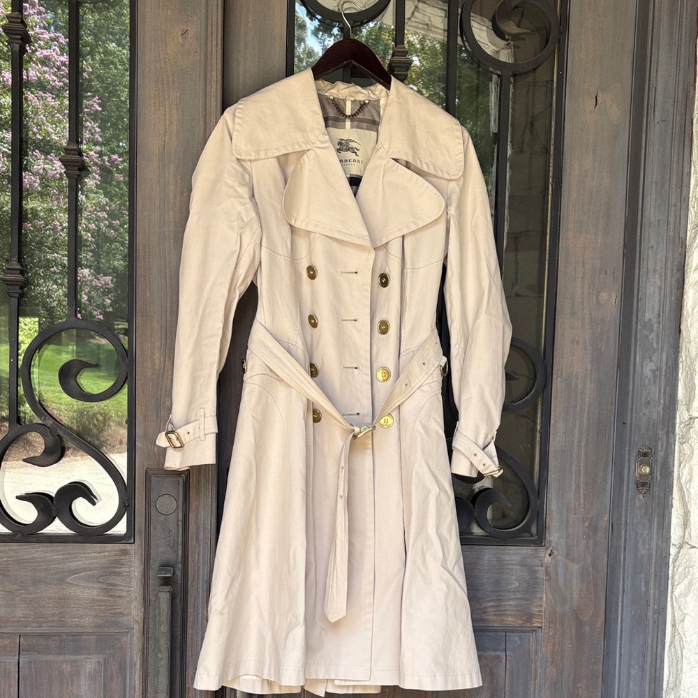 Burberry Beige Double-Breasted Trench Coat size 8